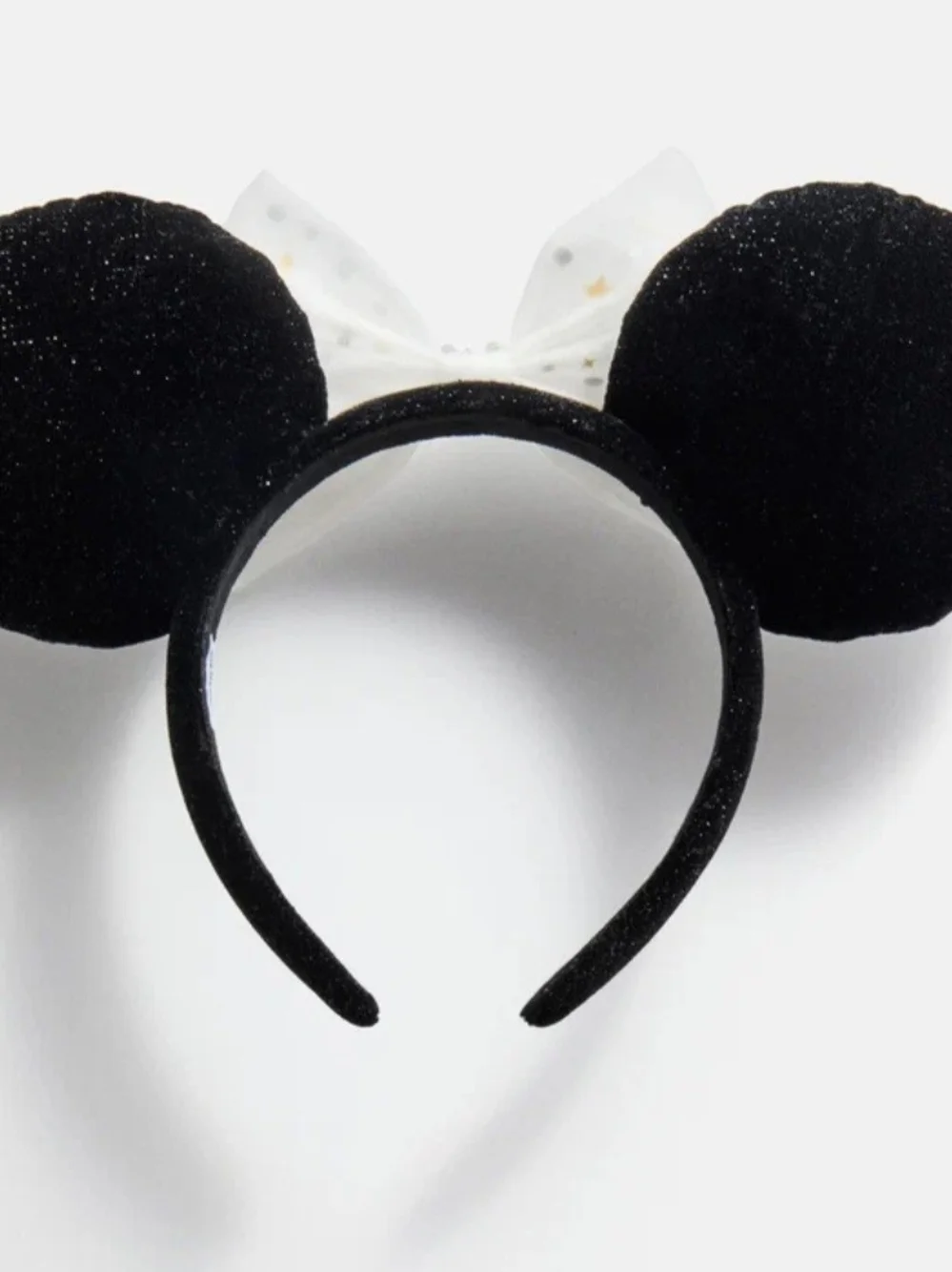 BaubleBar Ghost Mouse Ear Headband in Black, White & Gold